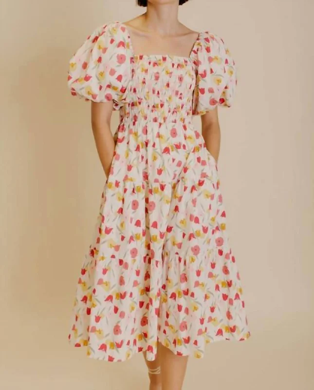 Your Favorite Items on Sale Now!Tulips & Tea Midi Dress In Multi