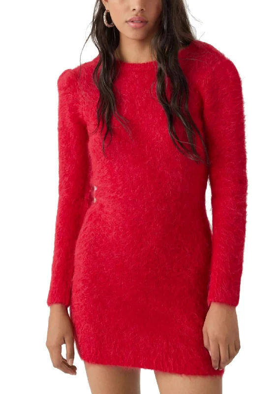 Get It Before It’s Gone!Tunia Alpaca Sweater Mini Dress In Red