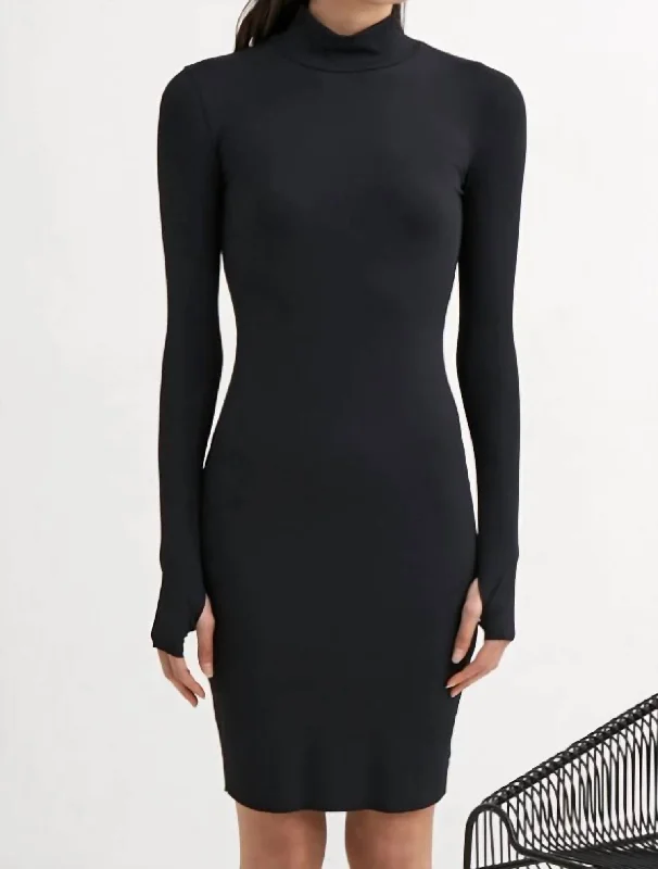 Amazing Prices You Can’t Resist!Turtleneck Mini Dress In Black