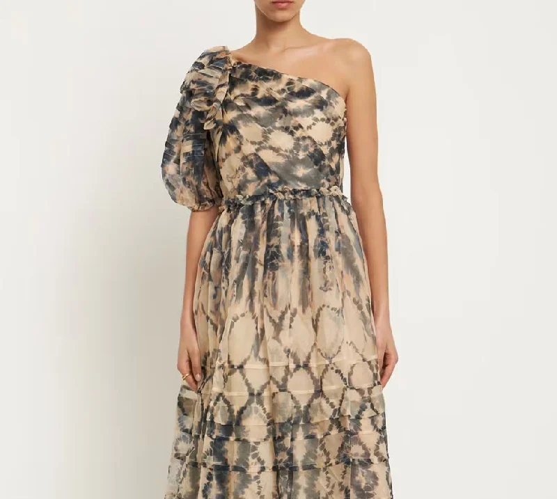 Limited Edition, Limited Price!Ulla Johnson Women Artemis One Shoulder Silk Midi Dress Fossil Limited Edition, Limited Price!Ulla Johnson Women Artemis One Shoulder Silk Midi Dress Fossil