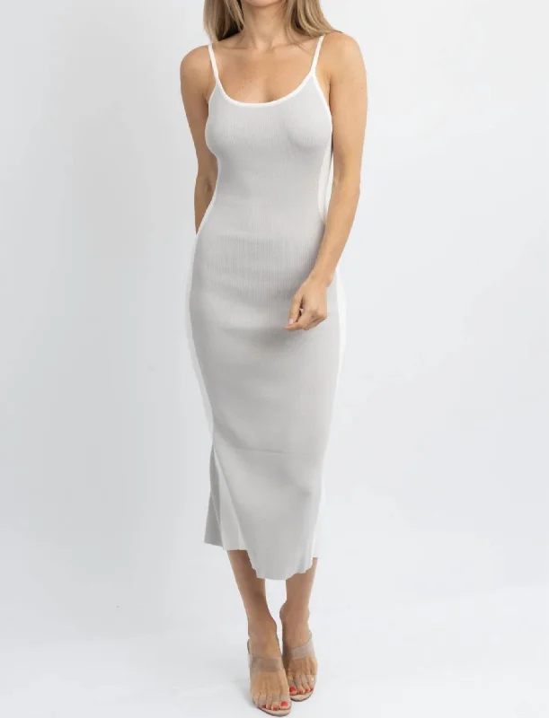 Shop More, Spend Less!Whipped Knit Contrast Midi Dress In Grey + Ivory