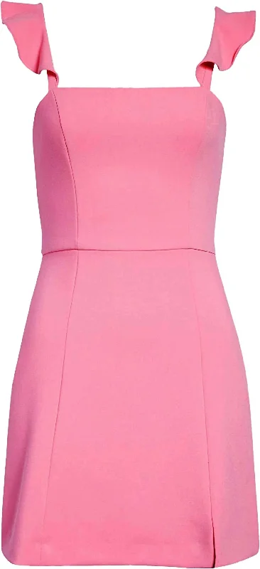 The Best Offers Are Here!Whisper Ruffle Strap Mini Dress In Sea Pink
