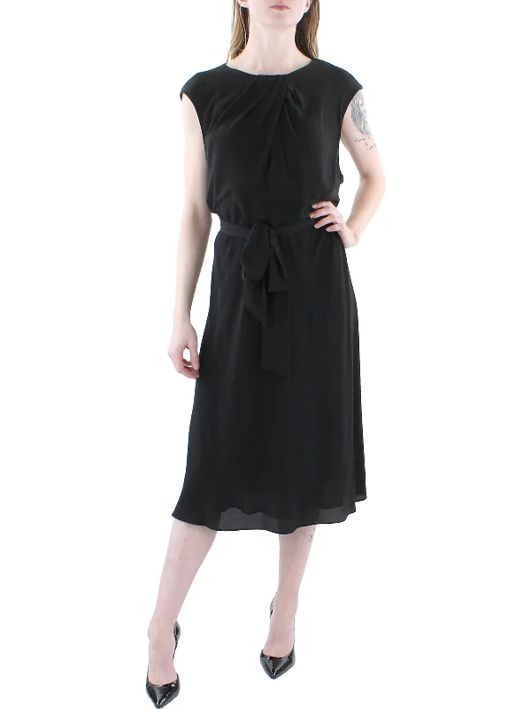 Exclusive Savings This Week!Womens Crepe Cap Sleeve Midi Dress