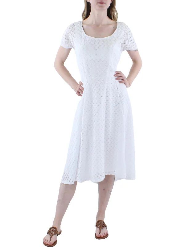 Enjoy Huge Discounts Now!Womens Crochet Short Sleeves Midi Dress