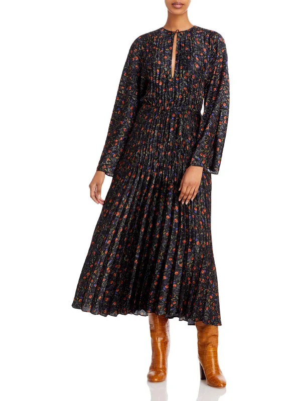 The Best Sale of the Year!Womens Floral Pleated Midi Dress