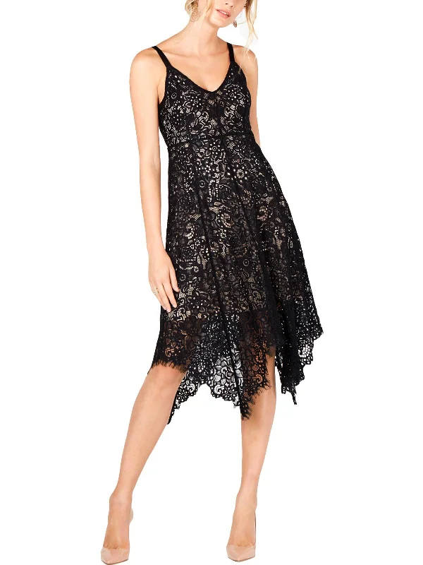 Find the Best Deals Here!Womens Lace Handkerchief Hem Midi Dress