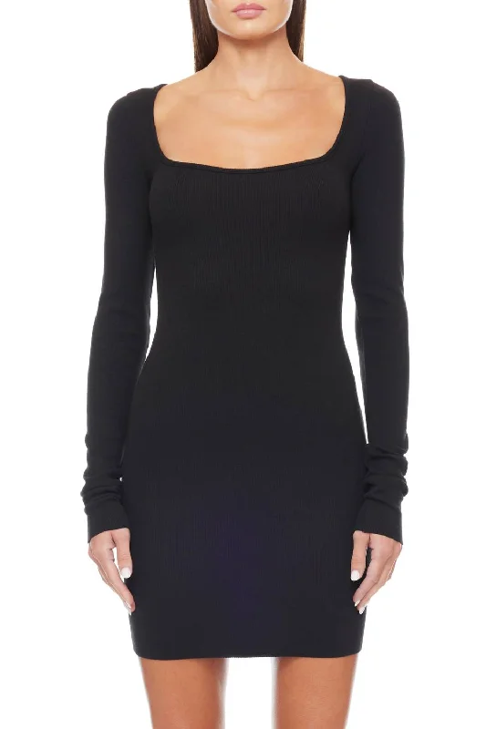 Crazy Discounts Inside!Women's Square Neck Mini Dress In Black