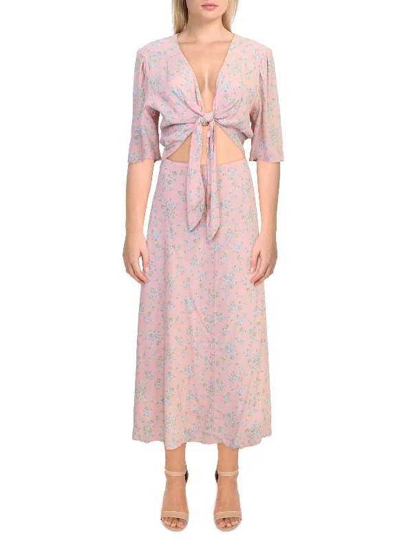 Exclusive Deals Just for You!Womens Tie Front Cut Out Midi Dress