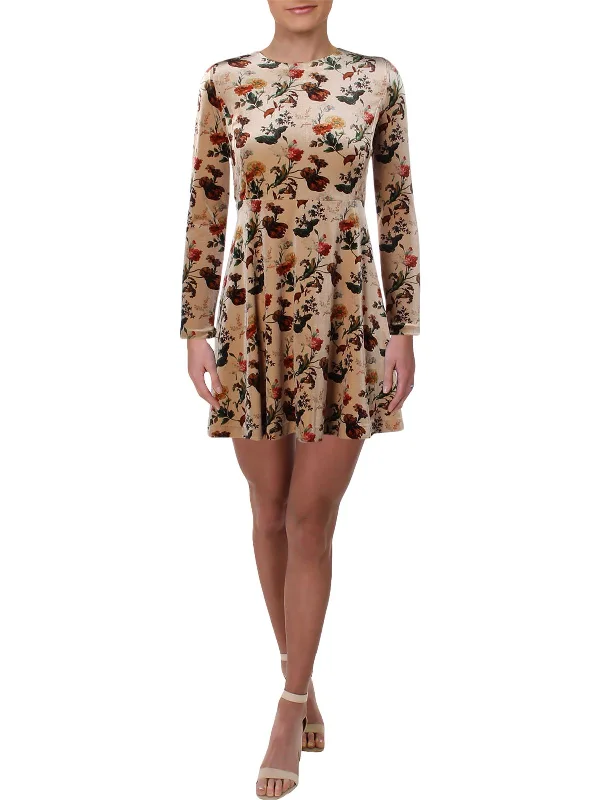 The Best Deals Won’t Wait!Womens Velvet Floral Mini Dress