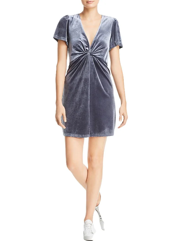 Unmissable Offers Await!Womens Velvet Knot-Font Mini Dress