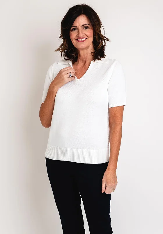 Hot Deals You Can’t Resist!Barbara Lebek Knit Short Sleeve Sweater, White