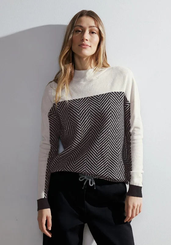 Crazy Discounts Inside!Cecil Herringbone High Neck Sweater, Black