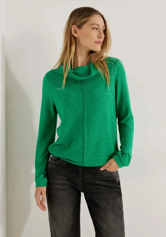 Hurry, Sale Ends Soon!Cecil Volume Collar Comfort Sweater, Easy Green Melange