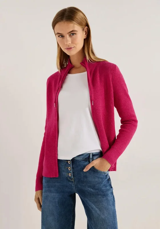 Limited Edition, Limited Price!Cecil Zip Up Waffle Knit Cardigan, Coral Melange