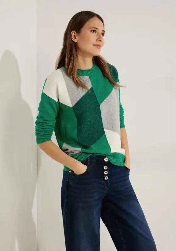 Snag the Best Prices Now!Cecil Graphic Print Knitted Sweater, Bright Green Melange Snag the Best Prices Now!Cecil Graphic Print Knitted Sweater, Bright Green Melange