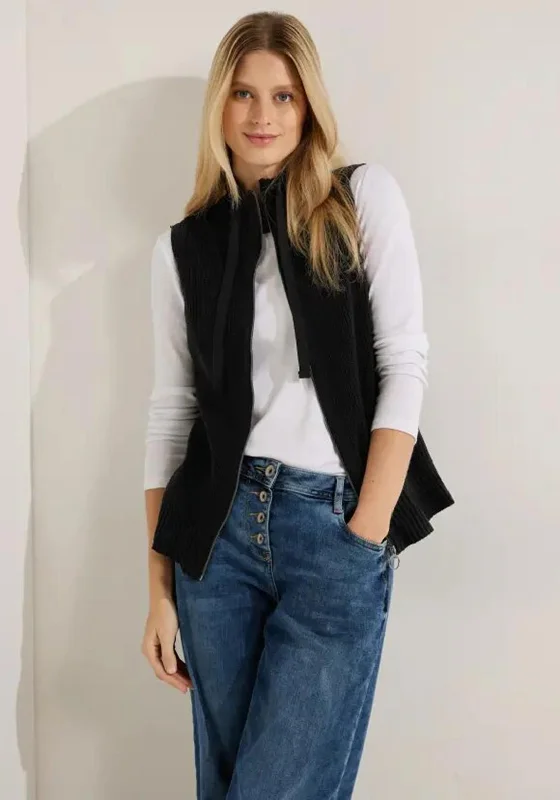 Find the Best Deals Here!Cecil Zip Up Knitted Vest, Black