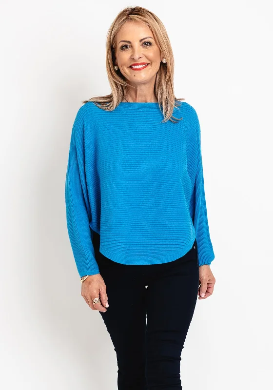 Instant Savings Await!D.E.C.K By Decollage One Size Ribbed Sweater, Blue