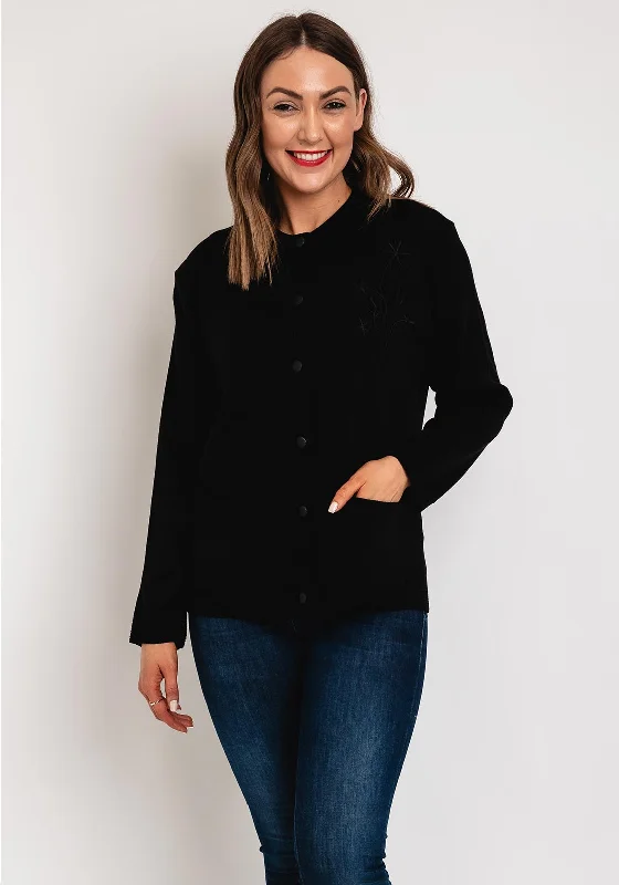 Incredible Savings Inside!Serafina Collection Floral Embroidery Knit Cardigan, Black Incredible Savings Inside!Serafina Collection Floral Embroidery Knit Cardigan, Black