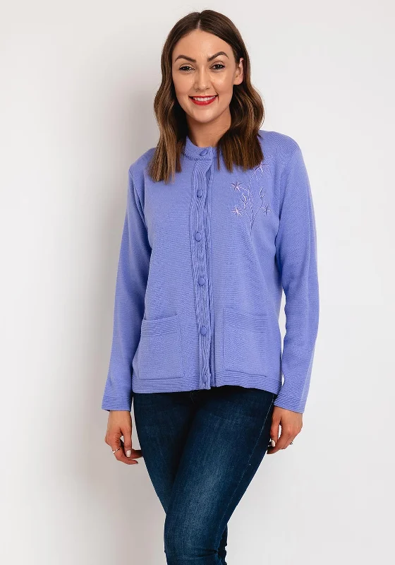 Huge Price Cuts Await!Serafina Collection Floral Embroidery Knit Cardigan, Lilac