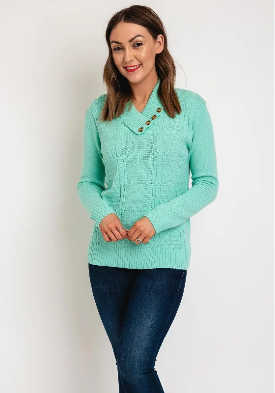 Special Offer – Act Fast!Serafina Collection Button Collar Cable Knit Sweater, Green Special Offer – Act Fast!Serafina Collection Button Collar Cable Knit Sweater, Green