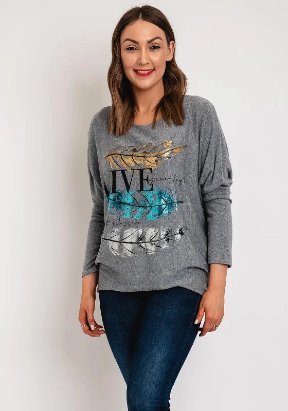 Price Drops You’ll Love!Serafina Collection One Size Metallic Print Sweater, Grey