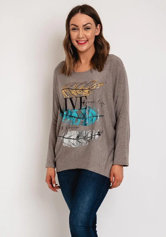 Save More Than Ever!Serafina Collection One Size Metallic Print Sweater, Taupe