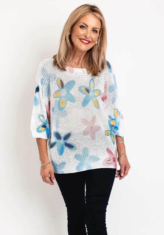 Score Huge Discounts Today!Serafina Collection One Size Floral Print Sweater, White Score Huge Discounts Today!Serafina Collection One Size Floral Print Sweater, White