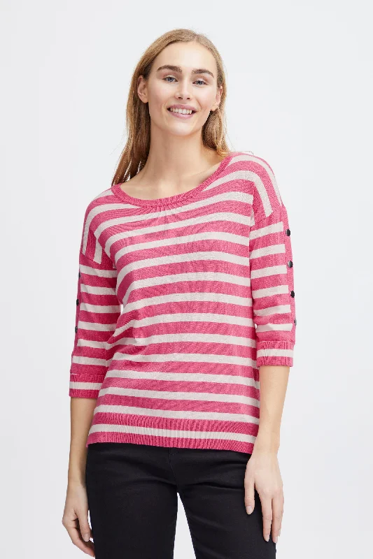 Hottest Discounts of the Year!Fransa Besmock Striped Knitted Sweater, Carmine Rose Hottest Discounts of the Year!Fransa Besmock Striped Knitted Sweater, Carmine Rose