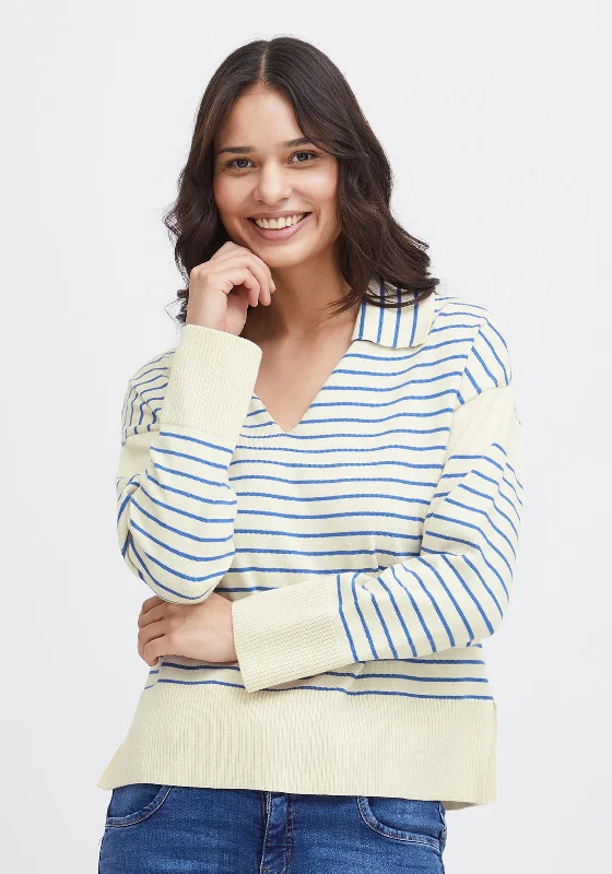 Buy More, Save More!Fransa Carmen V-Neck Striped Sweater, Beaucoup Blue