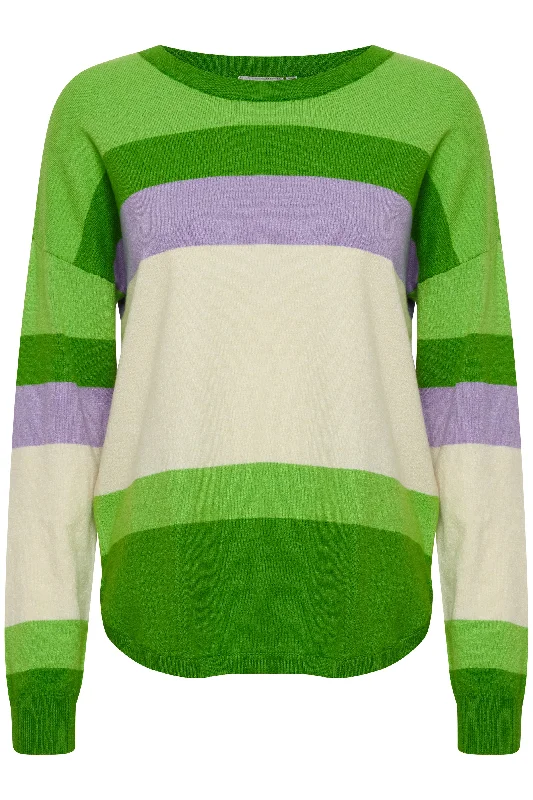 Time to Snag a Bargain!Fransa Melani Block Stripe Knitted Sweater, Online Lime Mix