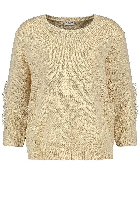 Price Drops You’ll Love!Gerry Weber Decorative Fringing Soft Knit Jumper, Beige