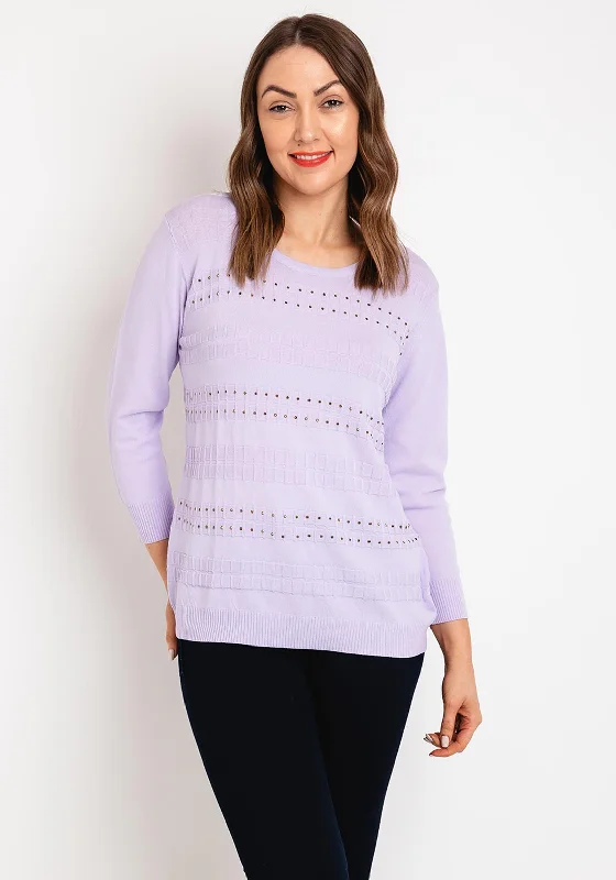 Limited Stock Available!Natalia Collection Embossed Rhinestone Sweater, Lavender