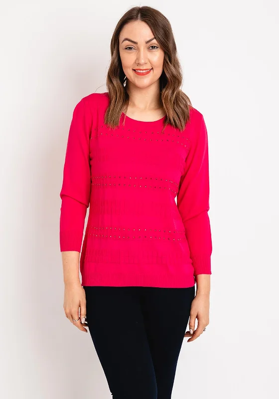 Flash Sale – Act Fast!Natalia Collection Embossed Rhinestone Sweater, Rose