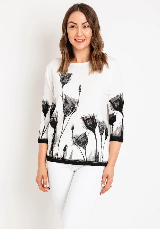 The Best Offers Are Here!Natalia Collection Rhinestone Floral Sweater, Black