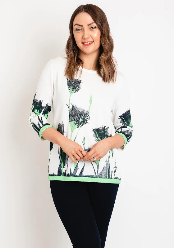 Steals and Deals Await!Natalia Collection Rhinestone Floral Sweater, Mint