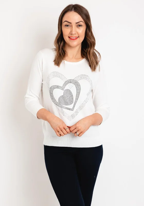 Score Big Savings Today!Natalia Collection Rhinestone Heart Sweater, Ivory