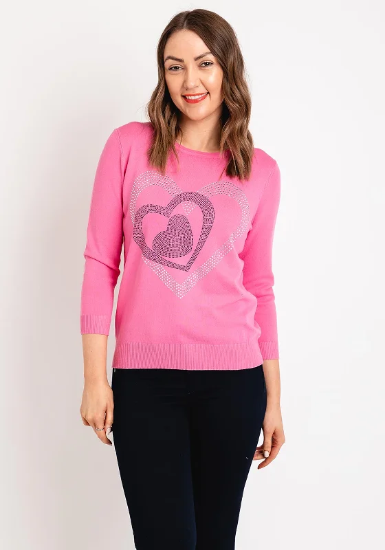 Upgrade for Less!Natalia Collection Rhinestone Heart Sweater, Pink