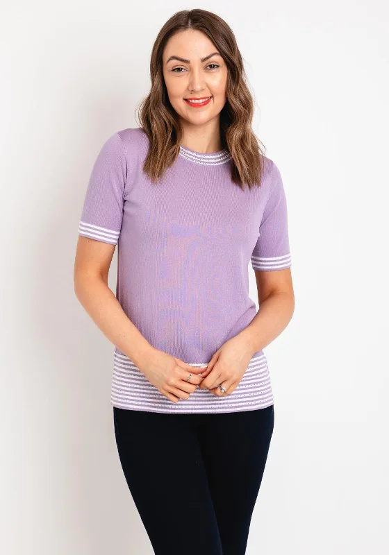 Mega Sale Happening Now!Natalia Collection Rhinestone Striped Sweater, Lilac