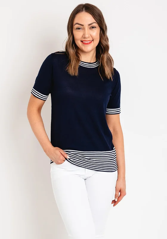 Lowest Prices Guaranteed!Natalia Collection Rhinestone Striped Sweater, Navy