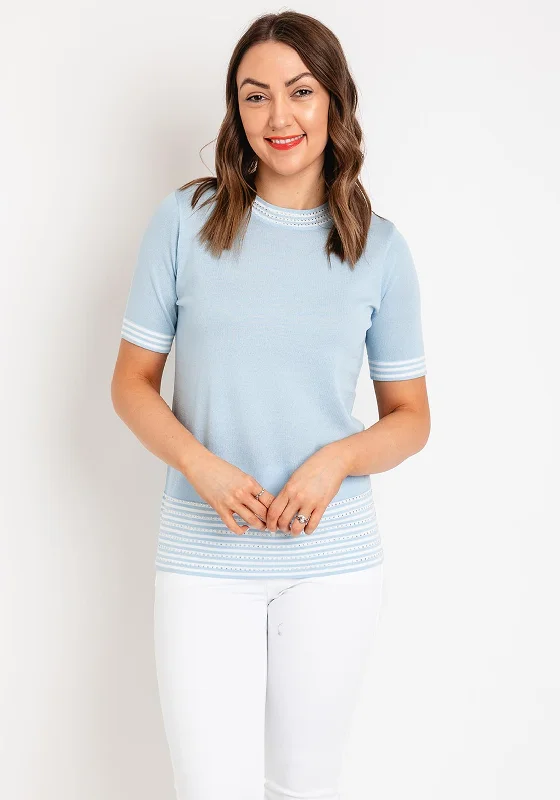 Great Deals, Just for You!Natalia Collection Rhinestone Striped Sweater, Sky Blue