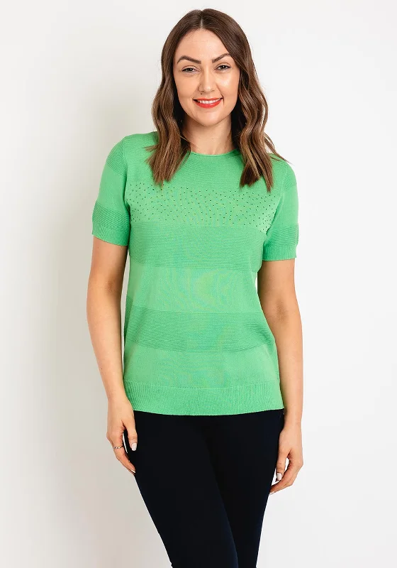 Special Discounts Inside!Natalia Collection Rhinestone Ribbed Detail Sweater, Green