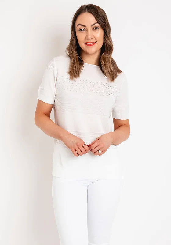Shop Today, Save Tomorrow!Natalia Collection Rhinestone Ribbed Detail Sweater, Ivory.