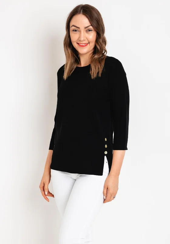 Limited-Time Price Drop!Natalia Collection Button Detail Sweater, Black