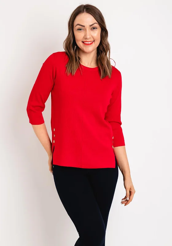 Save More When You Shop More!Natalia Collection Button Detail Sweater, Red