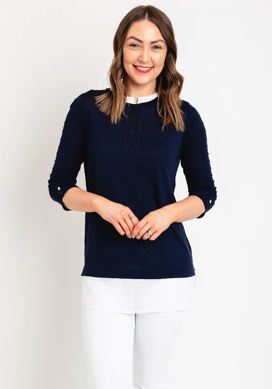 Your Favorite Items on Sale Now!Natalia Collection Chiffon Trim Sweater, Navy
