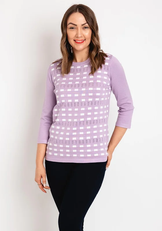 Massive Price Cuts!Natalia Collection Round Neck Print Sweater, Lilac & White