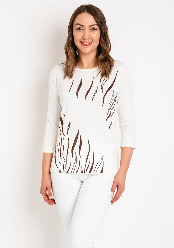 Get It Before It’s Gone!Natalia Collection Rhinestone Print Sweater, Ivory