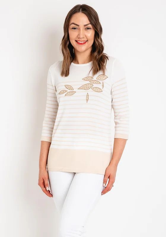 Shop Smart, Save Big!Natalia Collection Rhinestone Striped Sweater, Beige & Ivory