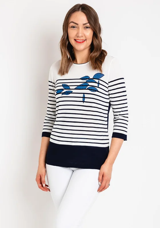 One Day Only – Huge Savings!Natalia Collection Rhinestone Striped Sweater, Navy & Ivory One Day Only – Huge Savings!Natalia Collection Rhinestone Striped Sweater, Navy & Ivory
