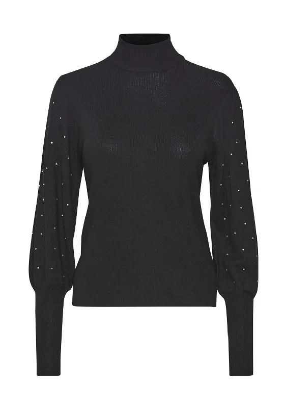 Massive Price Cuts!Ichi Mafa Rhinestone Embellished Balloon Sleeve Top, Black